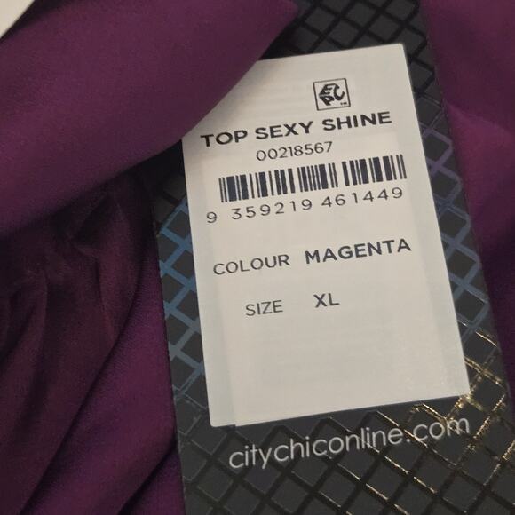 NEW CITY CHIC TOP SEXY SHINE Magenta Purple Open Shoulder Blouse Size‎ XL - Picture 4 of 5